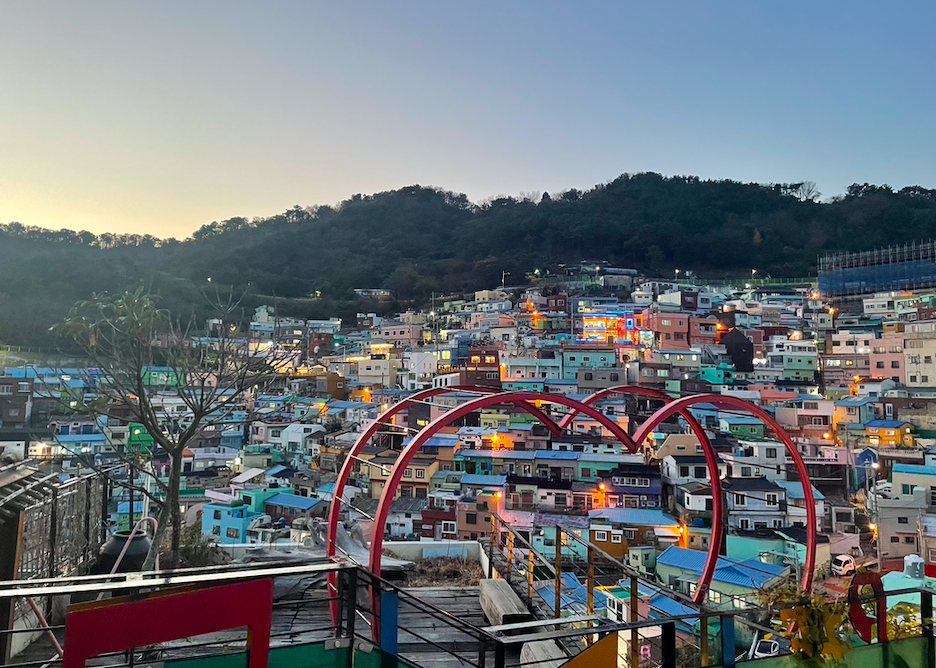 甘川文化村の夕日の写真